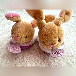 BNWOT DOUDOU et compagnie Paris Baby Girl Bunny Ears Purple Pink White Slippers